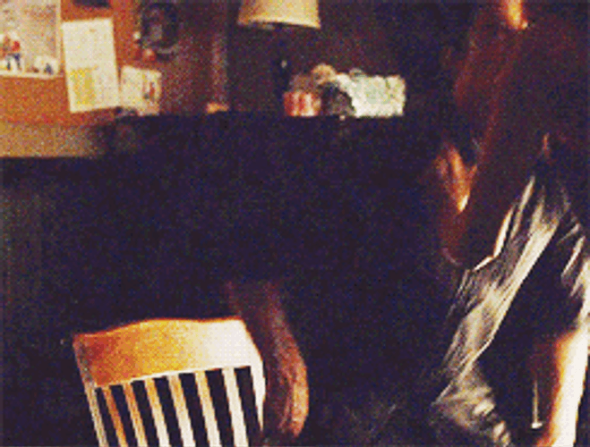 Delena Damon Salvatore Elena Gilbert Kiss Chair GIF
