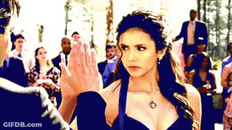 Delena Flirting Stare Dance Party Vampire Diaries GIF