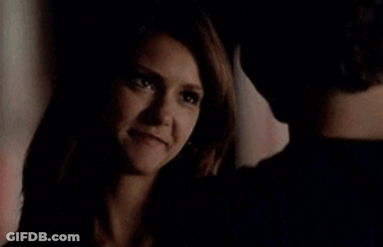 Delena Happy Couple Kiss The Vampire Diaries GIF