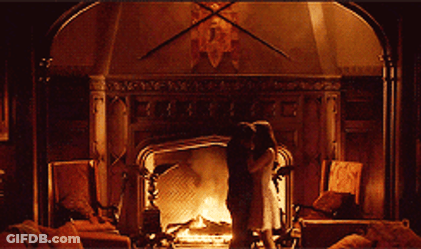 Delena Love Fireplace Kiss The Vampire Diaries GIF