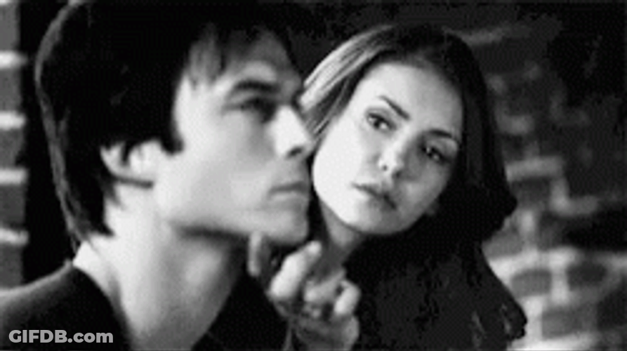 Delena Sweet Couple Look At Me Vampire Diaries GIF