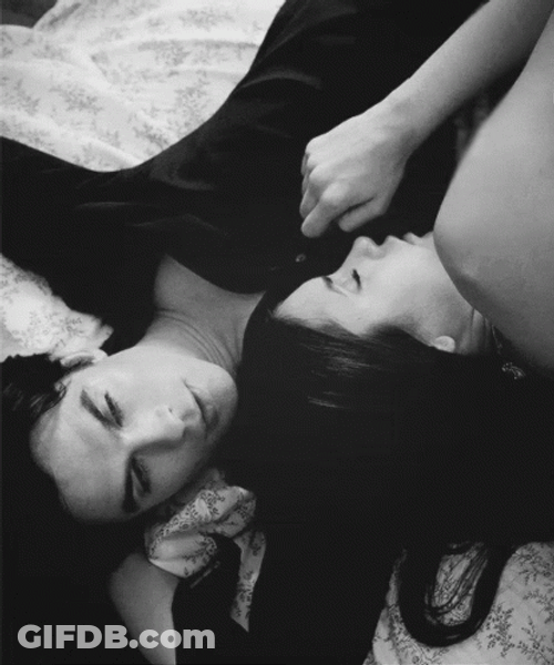 Delena Vampire Diaries Bed Hug Black And White GIF