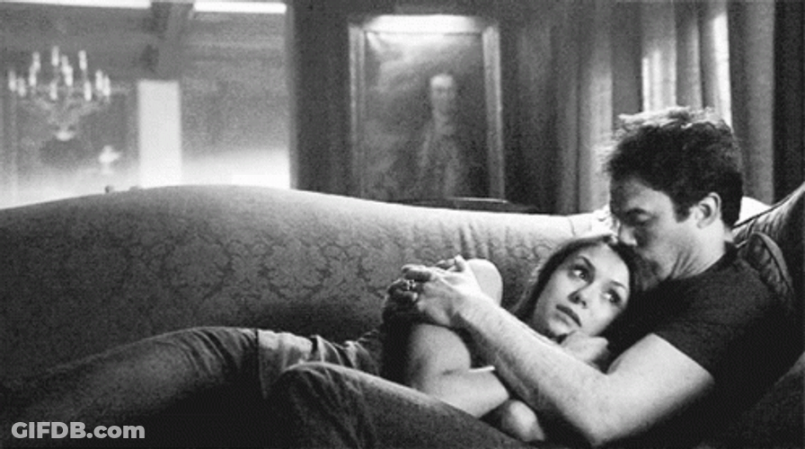 Delena Vampire Diaries Forehead Kiss Couch GIF