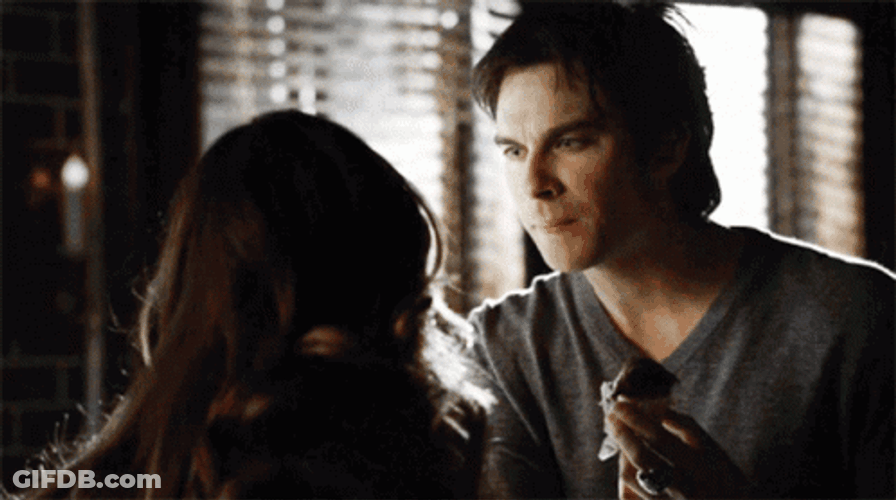 Delena Vampire Diaries Wipe Lips Flirting GIF