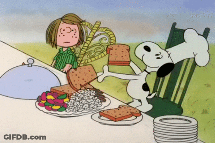 Delicious Peanuts Snoopy Thanksgiving GIF