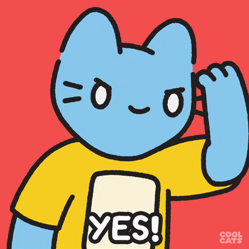 Delighted Blue Cat Fist Pump Yes GIF
