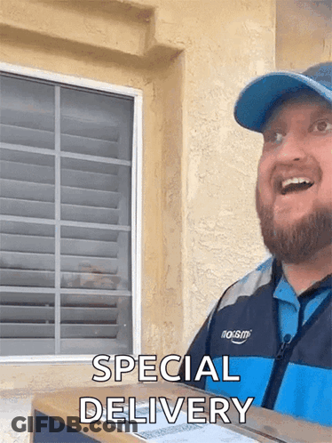 Delivery Man Holding Special Delivery Box GIF
