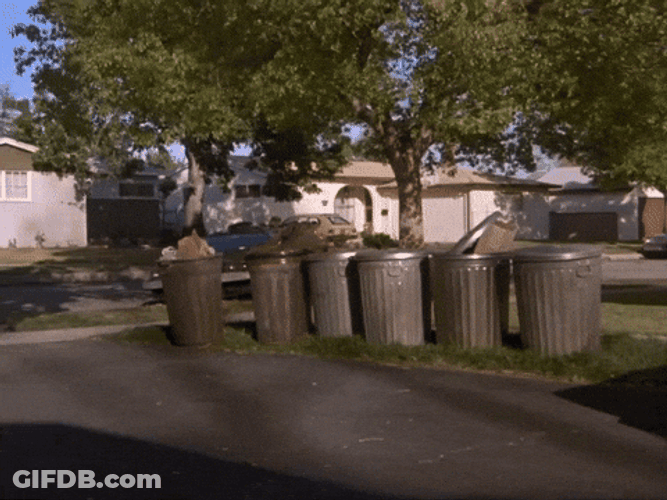 Delorean Crashing Into Trash Cans GIF