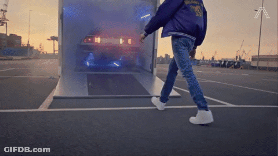 Delorean Inside A Truck GIF