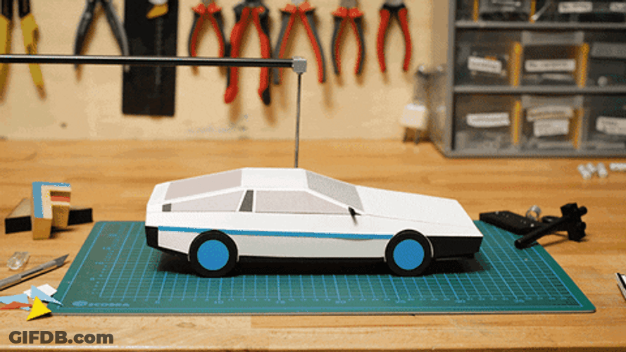 Delorean Toy Car Tied To String GIF