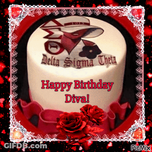 Delta Sigma Theta Birthday Cake With Red Roses GIF