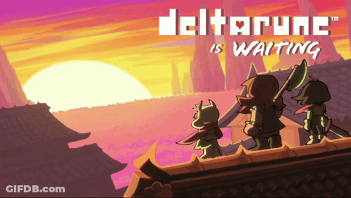 Deltarune Poster Waiting With Sunset GIF