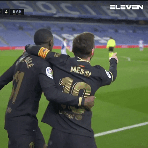 Dembele Hugging Lionel Messi GIF