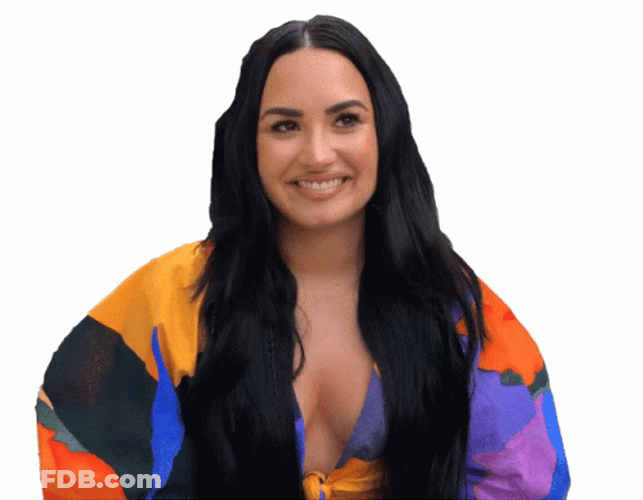 Demi Lovato Colorful Blouse GIF