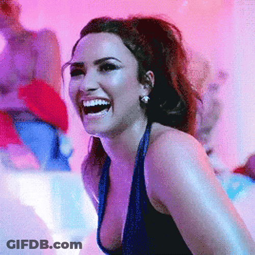 Demi Lovato Laughing Bubbles Falling GIF