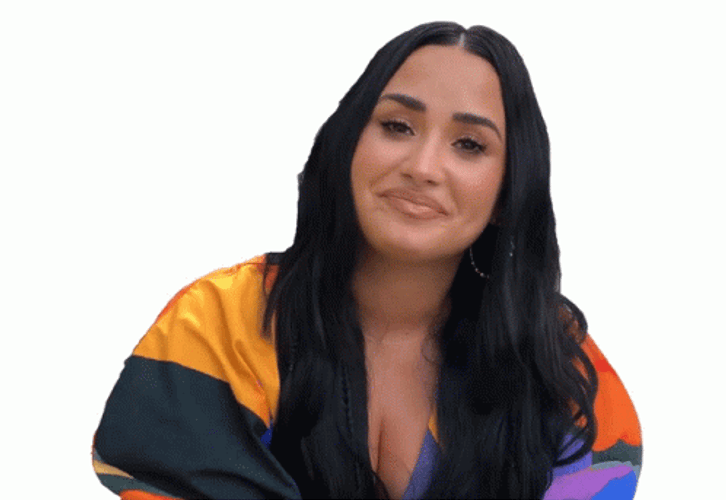 Demi Lovato Smile Brows Up GIF