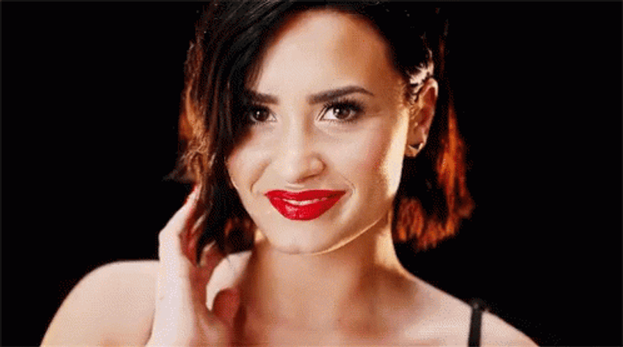 Demi Lovato Touching Hair GIF