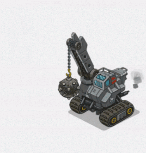 Demolisher Machine Bouncing Wrecking Ball Animation GIF
