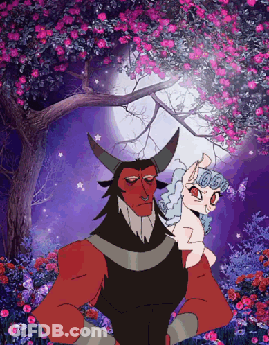 Demon And Pony With Tree GIF