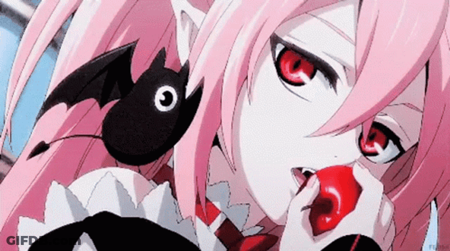 Demon Anime Bitting On Apple GIF