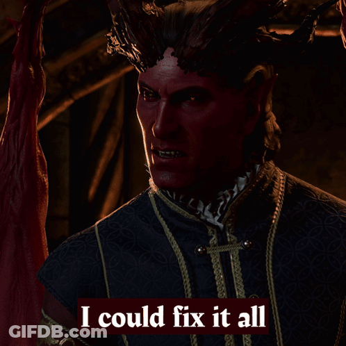 Demon Holding Fire With Like That Text GIF