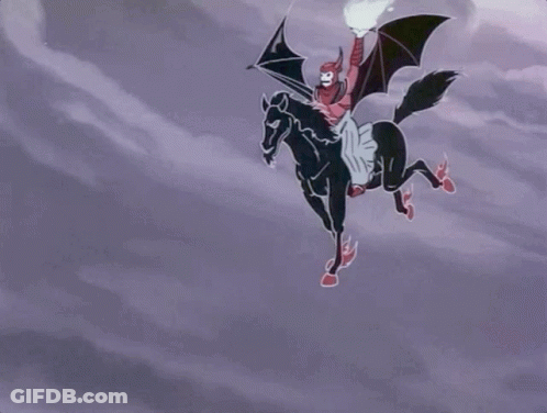 Demon Riding Black Horse With Lightning GIF