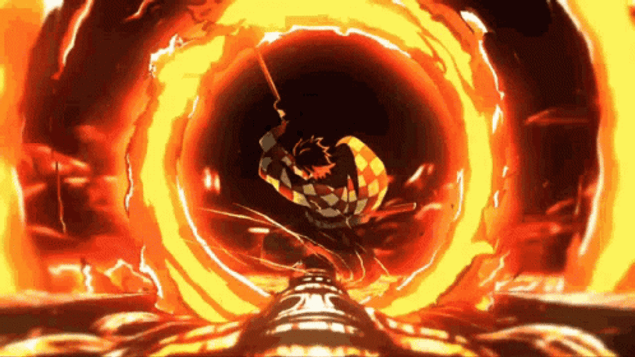 Demon Slayer Fighting Tanjiro Sun Breathing GIF