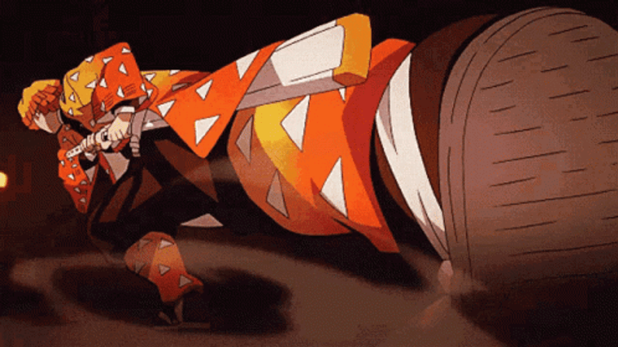Demon Slayer Fighting Zenitsu Thunder Breathing First Form GIF