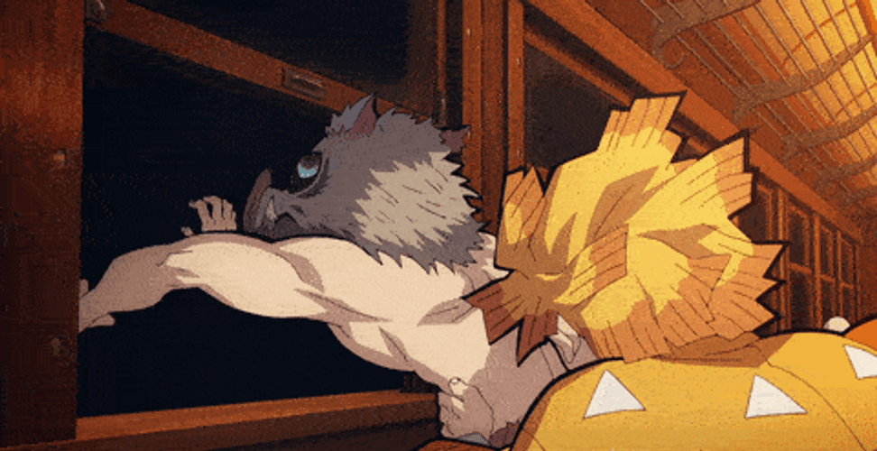 Demon Slayer Funny Zenitsu Inosuke GIF