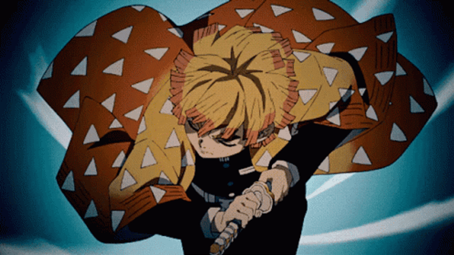 Demon Slayer Zenitsu Dodging Attack GIF