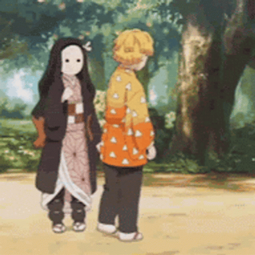 Demon Slayer Zenitsu Lifting Nezuko GIF