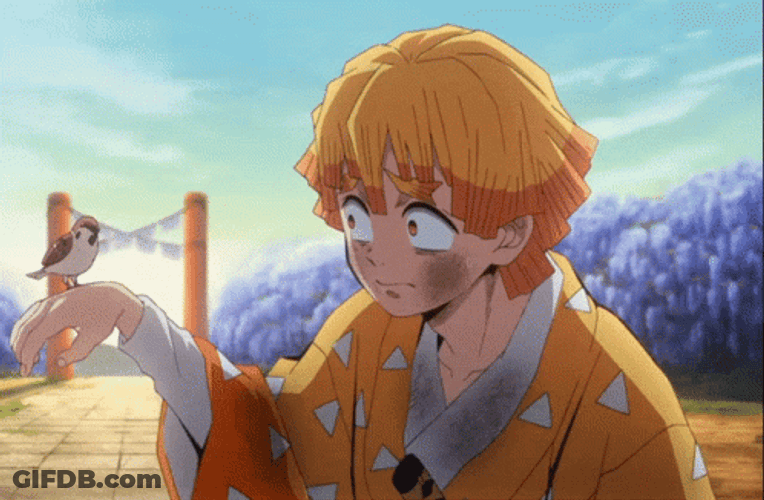 Demon Slayer Zenitsu With Bird GIF