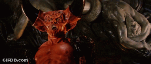 Demon With Horns And Snake Behind GIF