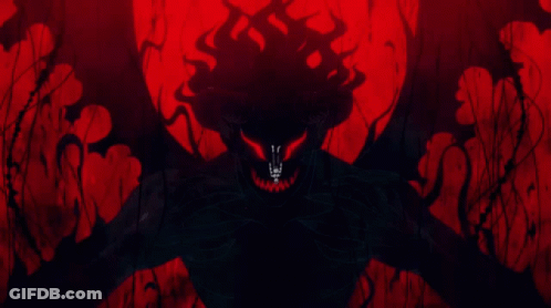 Demon With Red Eyes And Fangs GIF