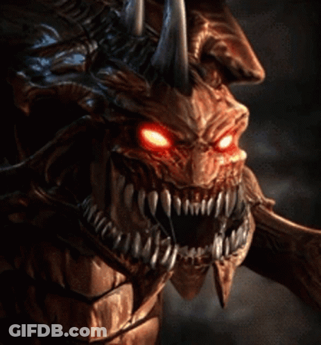 Demon With Red Eyes And Sharp Teeth GIF