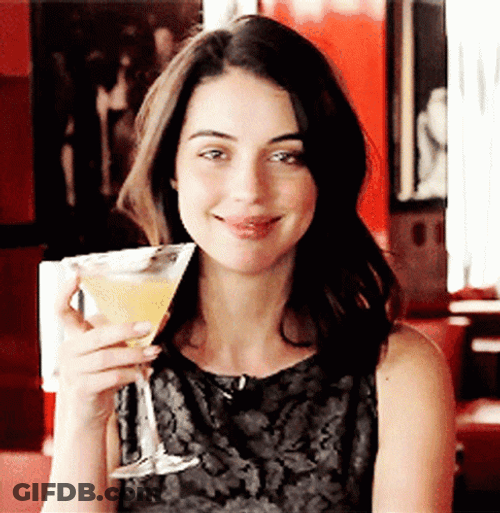 Demure Adelaide Kane Sipping Wine GIF