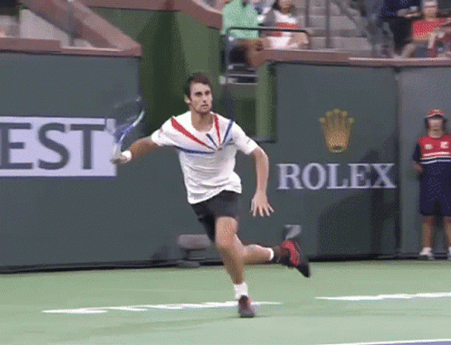 Denis Shapovalov Almost Missing A Shot GIF