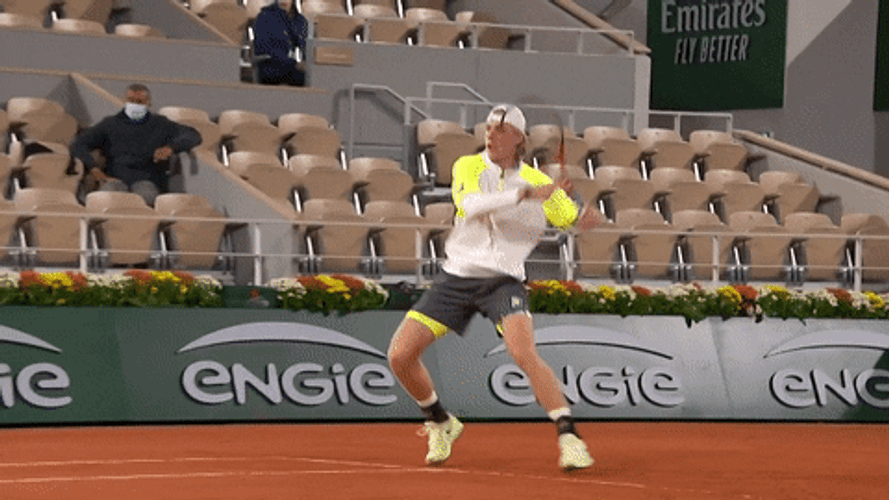 Denis Shapovalov Hitting The Ball In Flight GIF