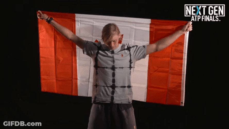 Denis Shapovalov Holding The Canadian Flag GIF