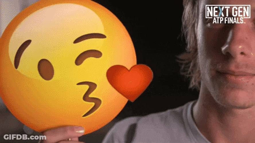 Denis Shapovalov Kissing An Emoji GIF