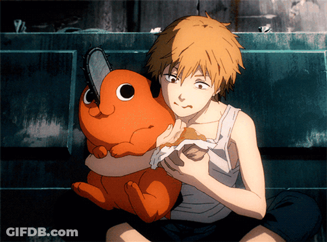 Denji Feeding Pochita GIF