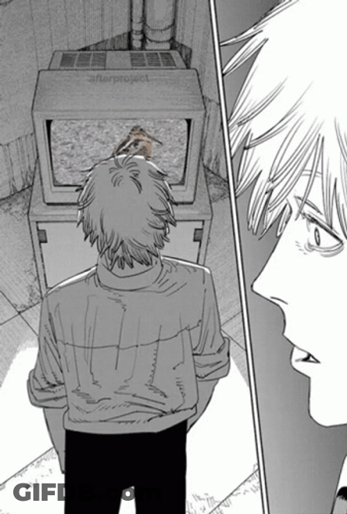 Denji Watches TV GIF