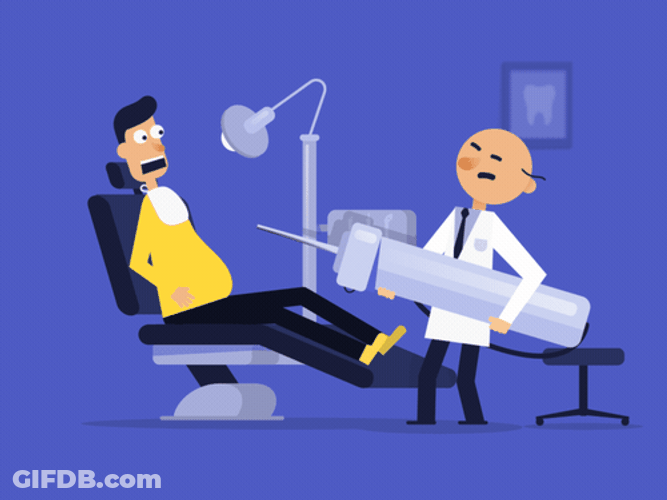 Dentist Hell Scared Patient Cartoon GIF