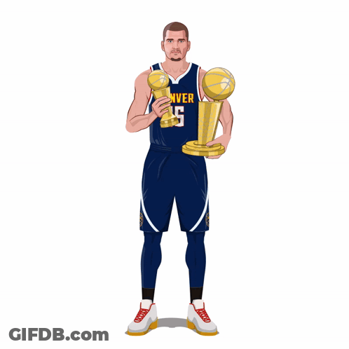 Denver Basketball Player Holding Trophy And Ball GIF