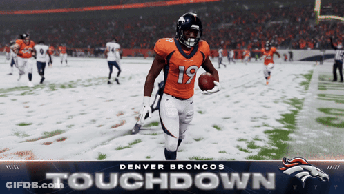 Denver Broncos Player Number 19 Runs With Ball GIF