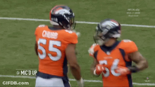 Denver Broncos Players 55 And 56 Hugging GIF