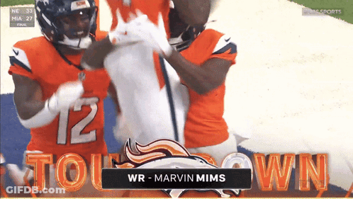 Denver Broncos WR Marvin Mims Celebrates Touchdown GIF