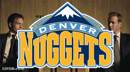 Denver Nuggets Logo With Two Men In Suits GIF