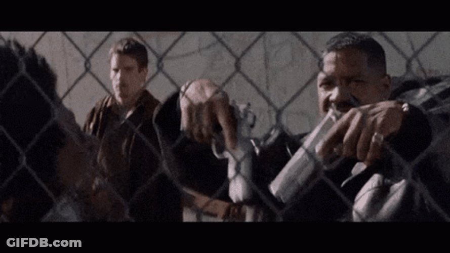 Denzel Washington Flight Pointing Guns GIF