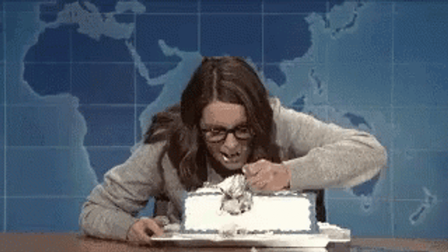 Depressed Birthday Cake Eating GIF